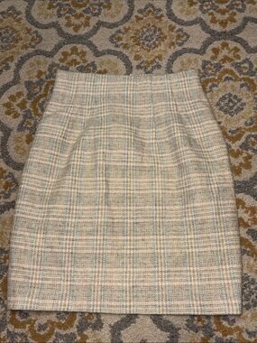 Noa Noa beige wool plaid pencil skirt
